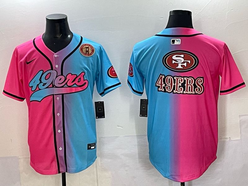 Men 2025 San Francisco 49ers Blank Blue pink Nike Limited NFL Jersey style 06